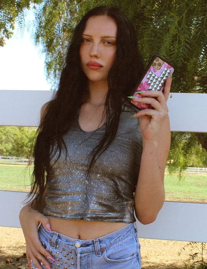 Pink Floral Stud iPhone Case - Image 6