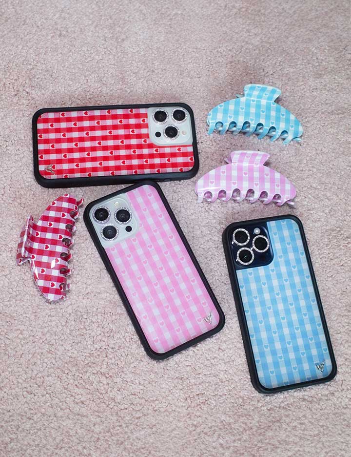Gingham Hearts | Pink iPhone Case - Image 35
